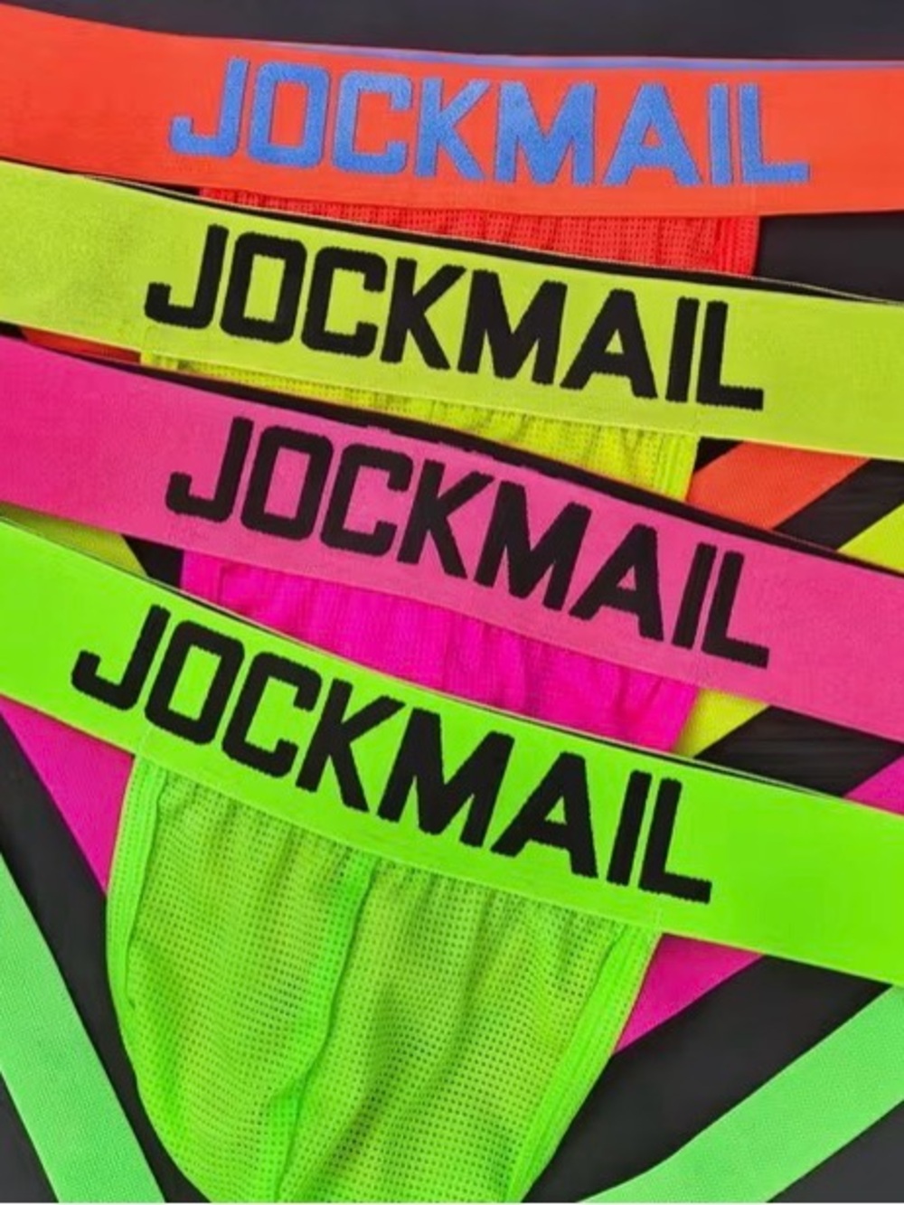 NWT JOCKMAIL 4 Pack Men’s M Mesh Jockstraps Breathable Stretch Multi Color